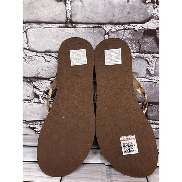 UGG Navie Braided Leather Rose Gold Flip Flops Sandals Women Sz 7M US/38 1007559 - Picture 11 of 15